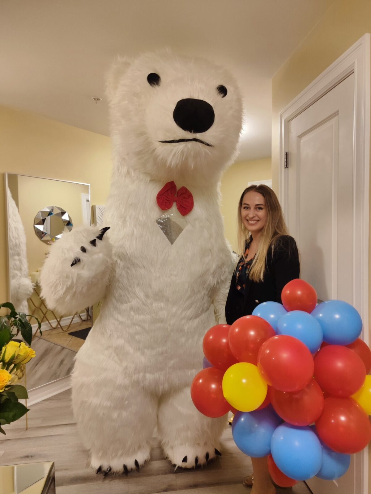 Giant bear on express congratulation in Halifax