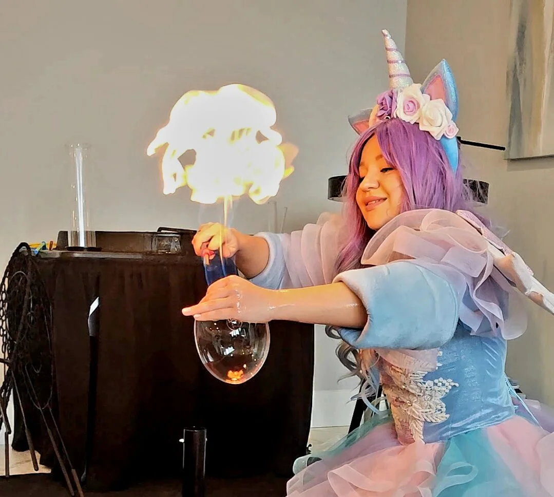 unicorn with fire bubble