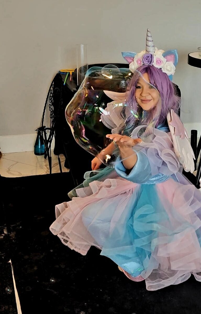 unicorn on bubble show Halifax kids birthday party in halifax