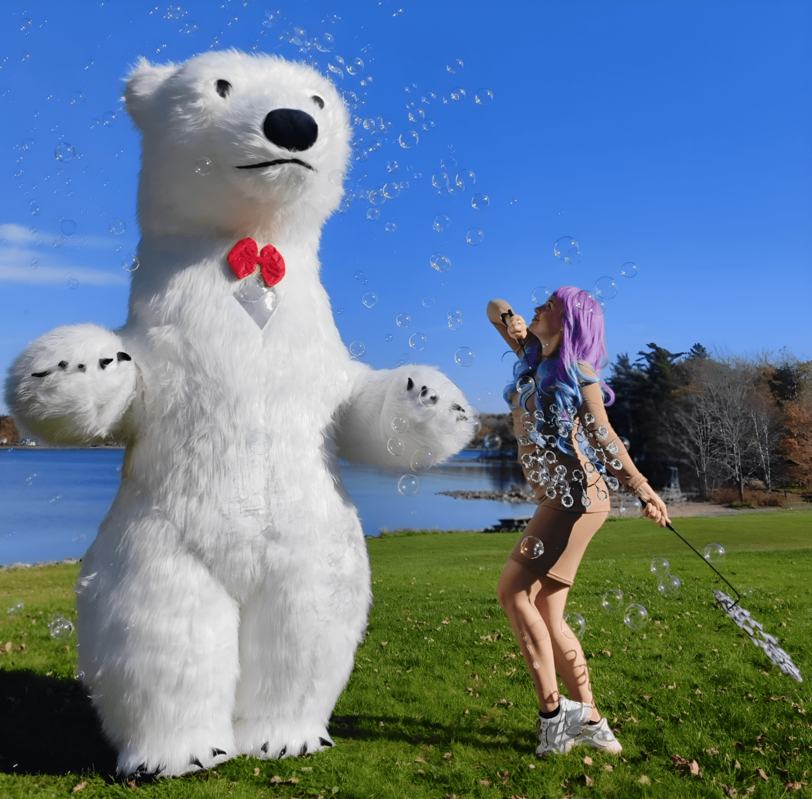 Giant bear bubble show Halifax party